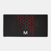 Zwart rood honingraat geometriepatroon Monogram Bureaumat (Voorkant)