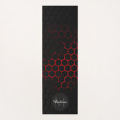 Zwart rood honingraat geometriepatroon Monogram Yogamat (Voorkant)