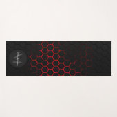 Zwart rood honingraat geometriepatroon Monogram Yogamat (Voorkant (horizontaal))