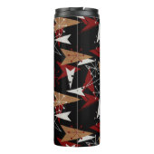 Zwart, rood, houten korrels | Moderne middenstand Thermosbeker (Achterkant)