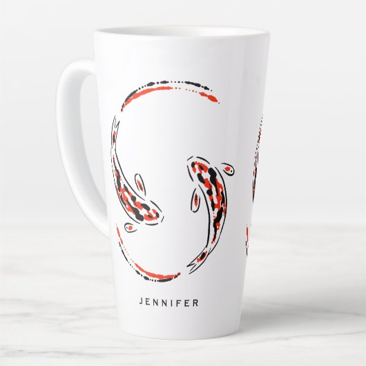 Zwart & Rood Japans Koi Fish Artistic Latte Mok (Linkerhoek)