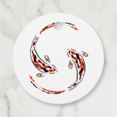 Zwart & rood Japans Koi-vis artistieke trouw Bedankjes Labels (Achterkant)