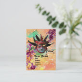 ZWART ROOD JESTER MASKER Maskerade Party Roze Groe Visitekaartje (Staand voorkant)