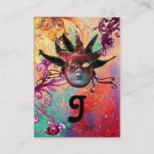 ZWART ROOD JESTER MASKER Maskerade Party Roze Groe Visitekaartje (Achterkant)