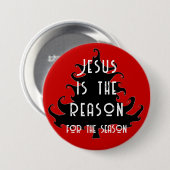Zwart-rood Jezus is de Reason-kerstpop Ronde Button 7,6 Cm (Voorkant /achterkant)