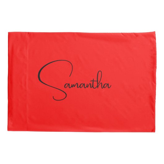 Zwart rood Jouw naam minimalistisch modern kalligr Kussensloop (Achterkant)