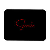 Zwart rood Jouw naam minimalistisch modern kalligr Magneet (Horizontaal)