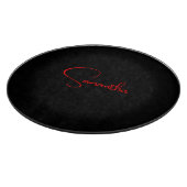 Zwart rood Jouw naam minimalistisch modern kalligr Snijplank (Hoek)