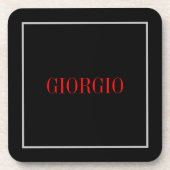 Zwart rood Jouw naam minimalistisch persoonlijk mo Bier Onderzetter (Voorkant)