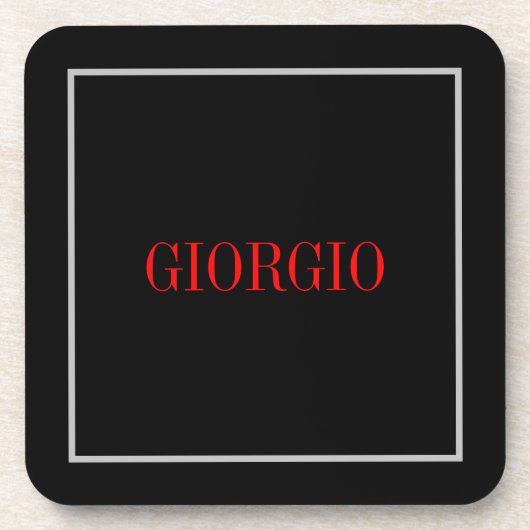 Zwart rood Jouw naam minimalistisch persoonlijk mo Bier Onderzetter (Voorkant)