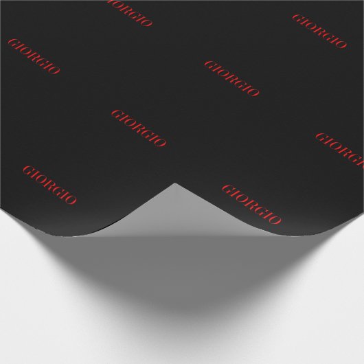 Zwart rood Jouw naam minimalistisch persoonlijk mo Cadeaupapier (Hoek)