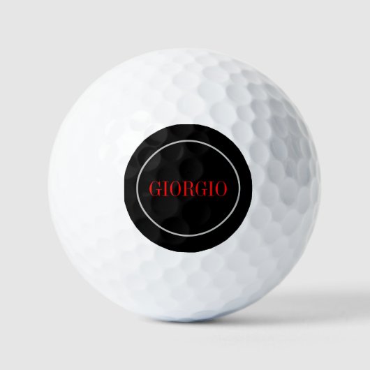Zwart rood Jouw naam minimalistisch persoonlijk mo Golfballen (Voorkant)