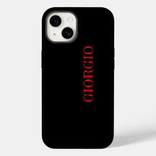 Zwart rood Jouw naam minimalistisch persoonlijk mo iPhone 14 Hoesje