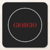 Zwart rood Jouw naam minimalistisch persoonlijk mo Kartonnen Onderzetters (Voorkant)