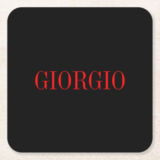 Zwart rood Jouw naam minimalistisch persoonlijk mo Kartonnen Onderzetters (Voorkant)