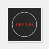 Zwart rood Jouw naam minimalistisch persoonlijk mo Servet (Voorkant)