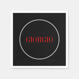Zwart rood Jouw naam minimalistisch persoonlijk mo Servet