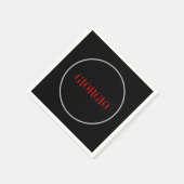 Zwart rood Jouw naam minimalistisch persoonlijk mo Servet (Hoek)