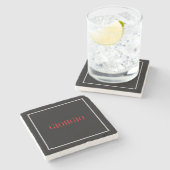 Zwart rood Jouw naam minimalistisch persoonlijk mo Stenen Onderzetter (Zijkant)