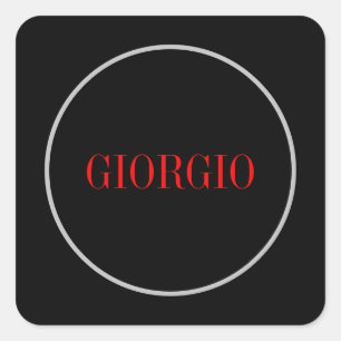 Zwart rood Jouw naam minimalistisch persoonlijk mo Vierkante Sticker