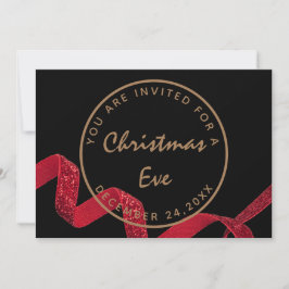 Zwart Rood Kerstavond Diner Winter Kaart