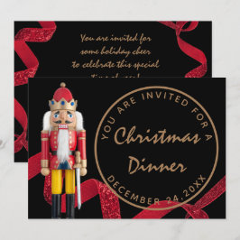 Zwart Rood Kerstavond Eten Winter Notenkraker Kaart