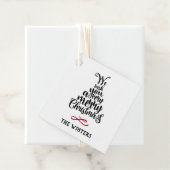 Zwart & Rood Kerstboom Lettering Vakantie Bedankjes Labels (In situ)