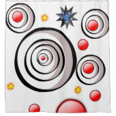 Zwart, rood, kleurrijk wit douchegordijn (Voorkant)