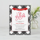 Zwart Rood Koppels Ik Doe BBQ Vrijgezellenfeest Kaart (Staand voorkant)