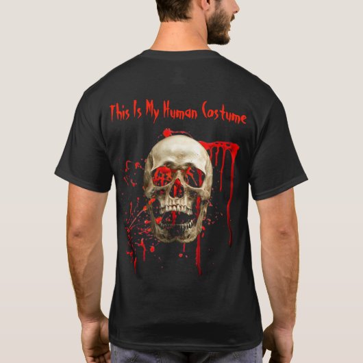 Zwart & Rood lachende schedel bloedige Halloween T-shirt (Achterkant)