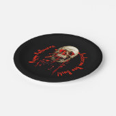 Zwart & Rood lachende schedel Halloween Party Papieren Bordje (Gekanteld)