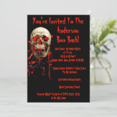 Zwart & Rood lachende schedel QR Code Halloween Pa Kaart (Staand voorkant)