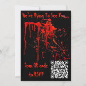 Zwart & Rood lachende schedel QR Code Halloween Pa Kaart (Achterkant)