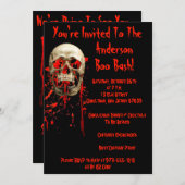 Zwart & Rood lachende schedel QR Code Halloween Pa Kaart (Voorkant / Achterkant)