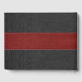 Zwart & rood leer zwart bloemenaccent gastenboek (Achterkant)