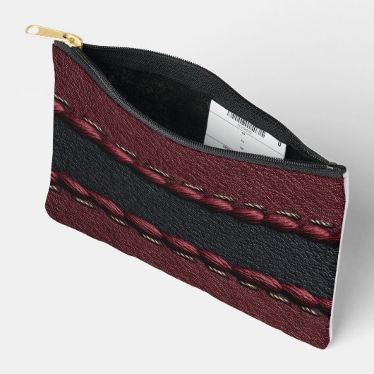 Zwart & rood leereffect etui (Open)