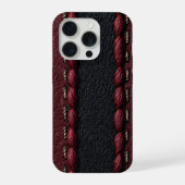 Zwart & rood leereffect iPhone hoesje (Achterkant)
