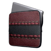 Zwart & rood leereffect laptop sleeve (Voorkant Links)