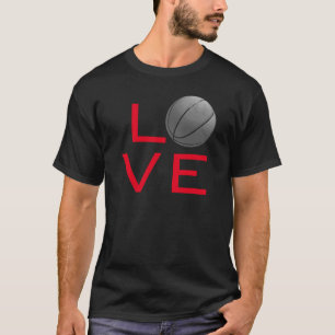 Zwart Rood Liefde Basketbal Sport T-shirt