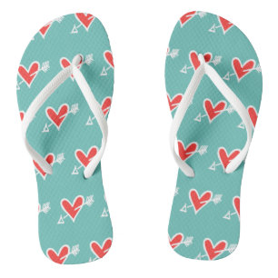 Zwart & rood liefdeshart Flip Flops