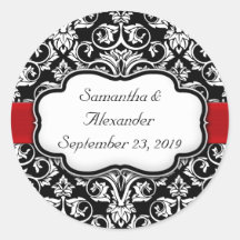 Zwart/Rood Lint Damast Bruiloft Envelop Afdichting