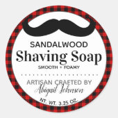 Zwart + Rood Lumberjack Plaid 🧼Scheerzeep Labels (Voorkant)