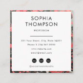 Zwart & Rood Marmer Abstract QR Code Social Media Vierkante Visitekaartje (Achterkant)