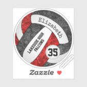 Zwart Rood Meisjes Volleybal Een School Mascotte N Sticker (Vel)