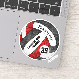Zwart Rood Meisjes Volleybal Een School Mascotte N Sticker