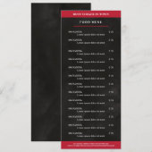 Zwart, rood menu (Voorkant / Achterkant)