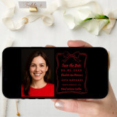 Zwart rood met de hand getekende boog foto verjaar save the date