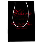 Zwart Rood Minimaal Bruiloft Welkom Medium Cadeauzakje (Voorkant)