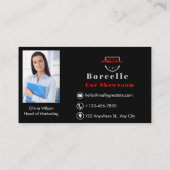 Zwart & Rood Modern Auto Showroom Visitekaartje (Achterkant)