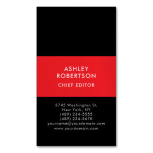 Zwart & Rood Modern Professioneel Minimalistisch E Magnetisch Visitekaartje